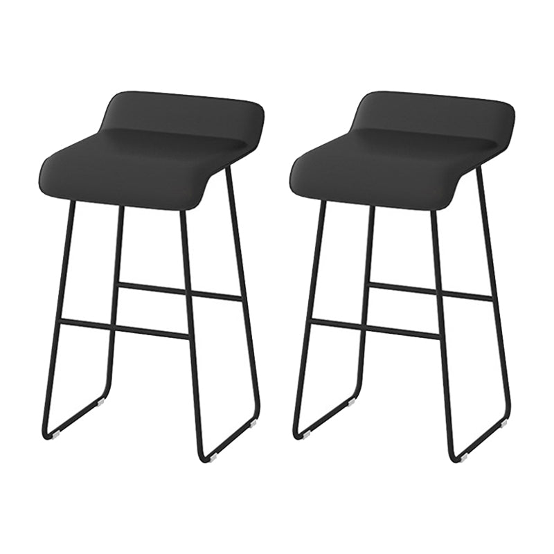 Scandinavian Metal Barstool Low Back Fabric Upholstered Counter Stool in Matte Finish