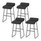 Scandinavian Metal Barstool Low Back Fabric Upholstered Counter Stool in Matte Finish