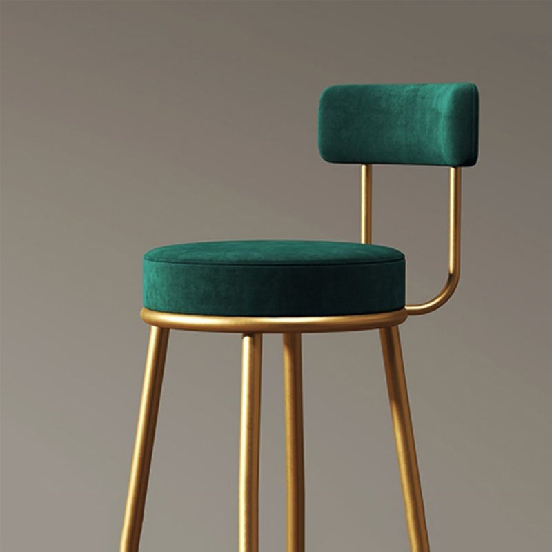 グラムメタルバースツールローバックファブリック布張りのカウンタースツール屋内のマット仕上げのカウンタースツール