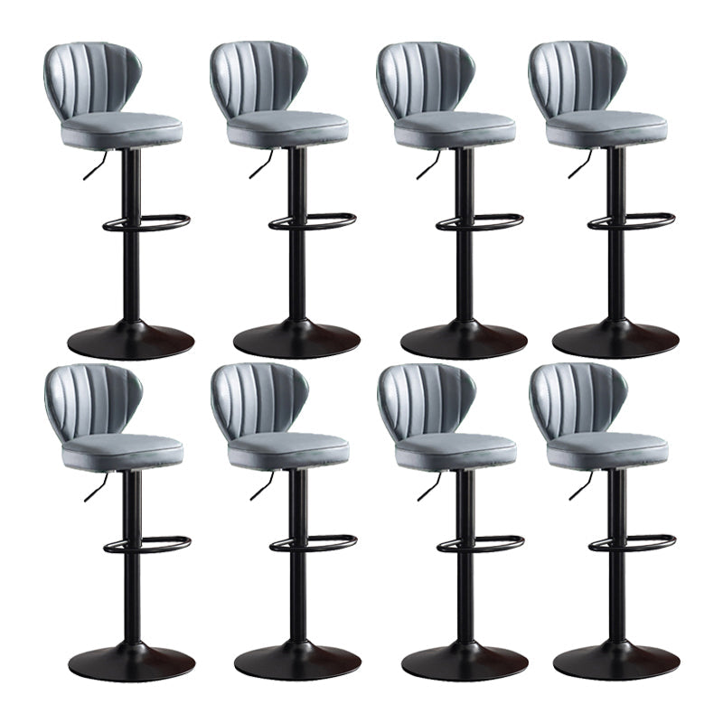 Scandinavian Metal Barstool Fabric Cushion Upholstered Counter Stool with Black Base