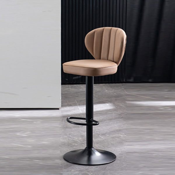 Scandinavian Metal Barstool Fabric Cushion Upholstered Counter Stool with Black Base