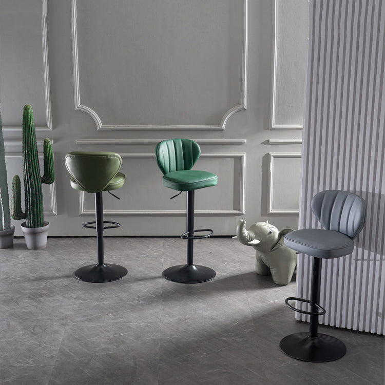 Scandinavian Metal Barstool Fabric Cushion Upholstered Counter Stool with Black Base