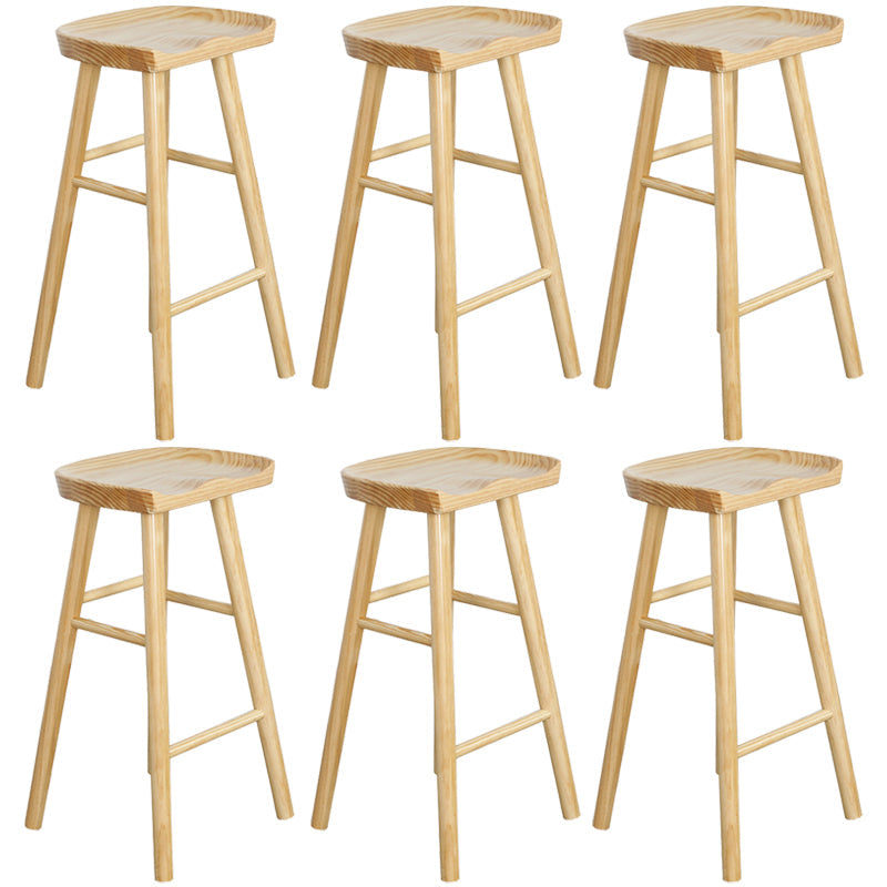 Contemporary Wood Stool Wood Rectangle Seat Counter Stool in Matte Finish