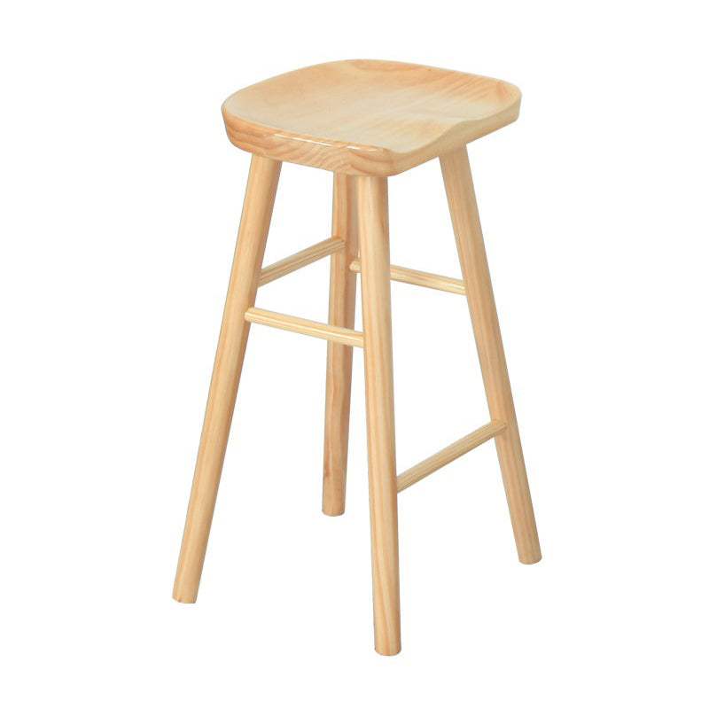 Contemporary Wood Stool Wood Rectangle Seat Counter Stool in Matte Finish