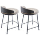 Industrial Metal Stool Faux Leather Round Seat Upholstered Counter Stool