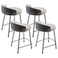 Industrial Metal Stool Faux Leather Round Seat Upholstered Counter Stool
