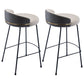 Industrial Metal Stool Faux Leather Round Seat Upholstered Counter Stool
