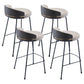 Industrial Metal Stool Faux Leather Round Seat Upholstered Counter Stool