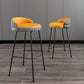 Industrial Metal Stool Faux Leather Round Seat Upholstered Counter Stool