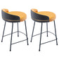 Industrial Metal Stool Faux Leather Round Seat Upholstered Counter Stool