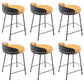 Industrial Metal Stool Faux Leather Round Seat Upholstered Counter Stool