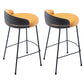 Industrial Metal Stool Faux Leather Round Seat Upholstered Counter Stool