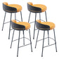 Industrial Metal Stool Faux Leather Round Seat Upholstered Counter Stool