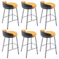 Industrial Metal Stool Faux Leather Round Seat Upholstered Counter Stool