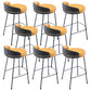 Industrial Metal Stool Faux Leather Round Seat Upholstered Counter Stool