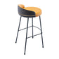 Industrial Metal Stool Faux Leather Round Seat Upholstered Counter Stool