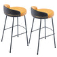Industrial Metal Stool Faux Leather Round Seat Upholstered Counter Stool