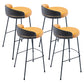 Industrial Metal Stool Faux Leather Round Seat Upholstered Counter Stool