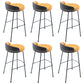 Industrial Metal Stool Faux Leather Round Seat Upholstered Counter Stool