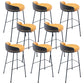 Industrial Metal Stool Faux Leather Round Seat Upholstered Counter Stool