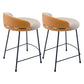 Industrial Metal Stool Faux Leather Round Seat Upholstered Counter Stool