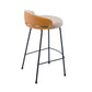Industrial Metal Stool Faux Leather Round Seat Upholstered Counter Stool