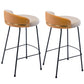 Industrial Metal Stool Faux Leather Round Seat Upholstered Counter Stool