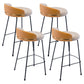 Industrial Metal Stool Faux Leather Round Seat Upholstered Counter Stool