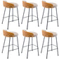 Industrial Metal Stool Faux Leather Round Seat Upholstered Counter Stool