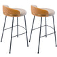 Industrial Metal Stool Faux Leather Round Seat Upholstered Counter Stool