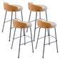 Industrial Metal Stool Faux Leather Round Seat Upholstered Counter Stool
