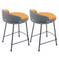 Industrial Metal Stool Faux Leather Round Seat Upholstered Counter Stool