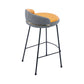 Industrial Metal Stool Faux Leather Round Seat Upholstered Counter Stool