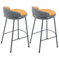 Industrial Metal Stool Faux Leather Round Seat Upholstered Counter Stool