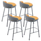 Industrial Metal Stool Faux Leather Round Seat Upholstered Counter Stool