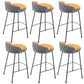 Industrial Metal Stool Faux Leather Round Seat Upholstered Counter Stool