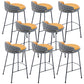 Industrial Metal Stool Faux Leather Round Seat Upholstered Counter Stool