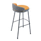 Industrial Metal Stool Faux Leather Round Seat Upholstered Counter Stool