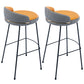 Industrial Metal Stool Faux Leather Round Seat Upholstered Counter Stool