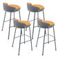 Industrial Metal Stool Faux Leather Round Seat Upholstered Counter Stool