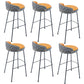 Industrial Metal Stool Faux Leather Round Seat Upholstered Counter Stool