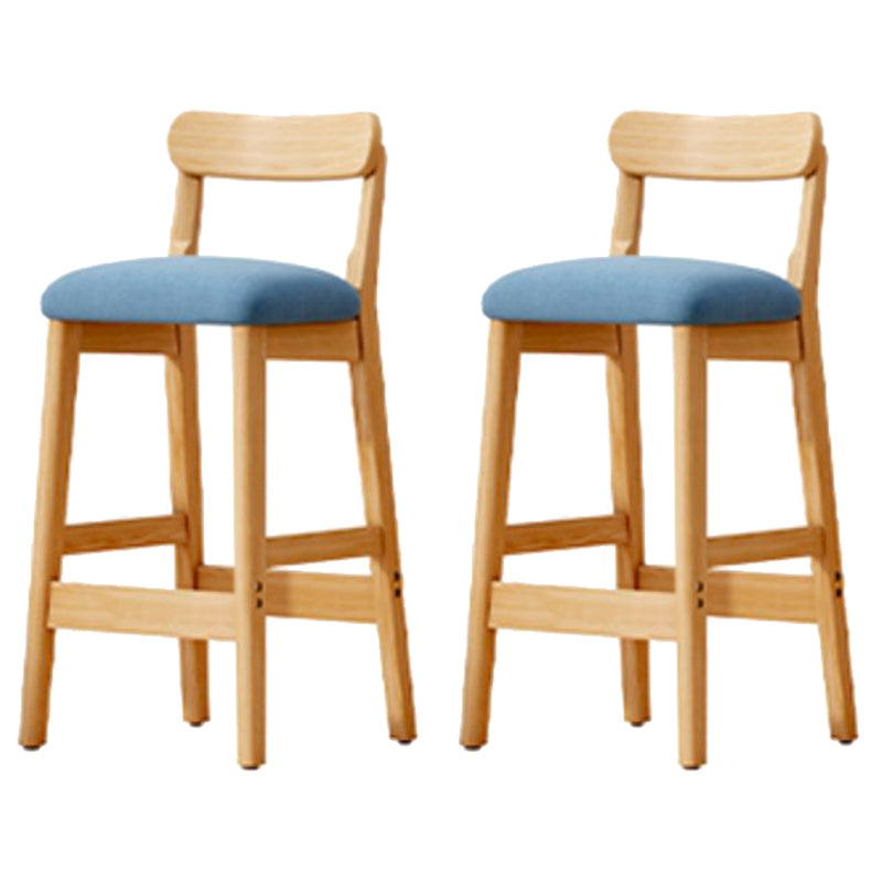 Scandinavian Wood Stool Fabric Upholstered Seat Counter Stool in Matte Finish Sky Blue 2 Piece Set Clearhalo 'Bar Furniture' 'Bar Stools' 'bar_stools' 'furn' 'furn_bar_stools' 'Furniture' 'Kitchen & Dining Furniture' 5863886