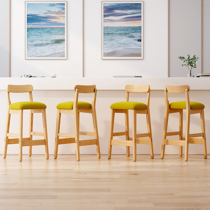 Scandinavian Wood Stool Fabric Upholstered Seat Counter Stool in Matte Finish Clearhalo 'Bar Furniture' 'Bar Stools' 'bar_stools' 'furn' 'furn_bar_stools' 'Furniture' 'Kitchen & Dining Furniture' 5863887