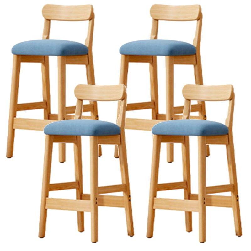 Scandinavian Wood Stool Fabric Upholstered Seat Counter Stool in Matte Finish Sky Blue 4 Piece Set Clearhalo 'Bar Furniture' 'Bar Stools' 'bar_stools' 'furn' 'furn_bar_stools' 'Furniture' 'Kitchen & Dining Furniture' 5863889
