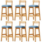 Scandinavian Wood Stool Fabric Upholstered Seat Counter Stool in Matte Finish Sky Blue 6 Piece Set Clearhalo 'Bar Furniture' 'Bar Stools' 'bar_stools' 'furn' 'furn_bar_stools' 'Furniture' 'Kitchen & Dining Furniture' 5863891