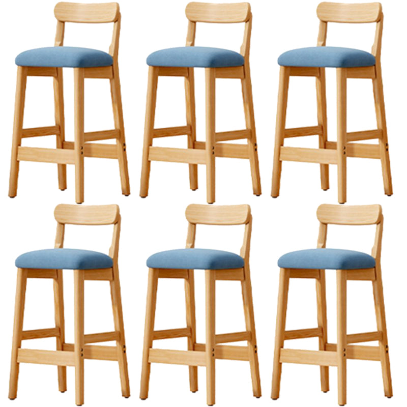Scandinavian Wood Stool Fabric Upholstered Seat Counter Stool in Matte Finish Sky Blue 6 Piece Set Clearhalo 'Bar Furniture' 'Bar Stools' 'bar_stools' 'furn' 'furn_bar_stools' 'Furniture' 'Kitchen & Dining Furniture' 5863891