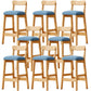 Scandinavian Wood Stool Fabric Upholstered Seat Counter Stool in Matte Finish Sky Blue 8 Piece Set Clearhalo 'Bar Furniture' 'Bar Stools' 'bar_stools' 'furn' 'furn_bar_stools' 'Furniture' 'Kitchen & Dining Furniture' 5863893