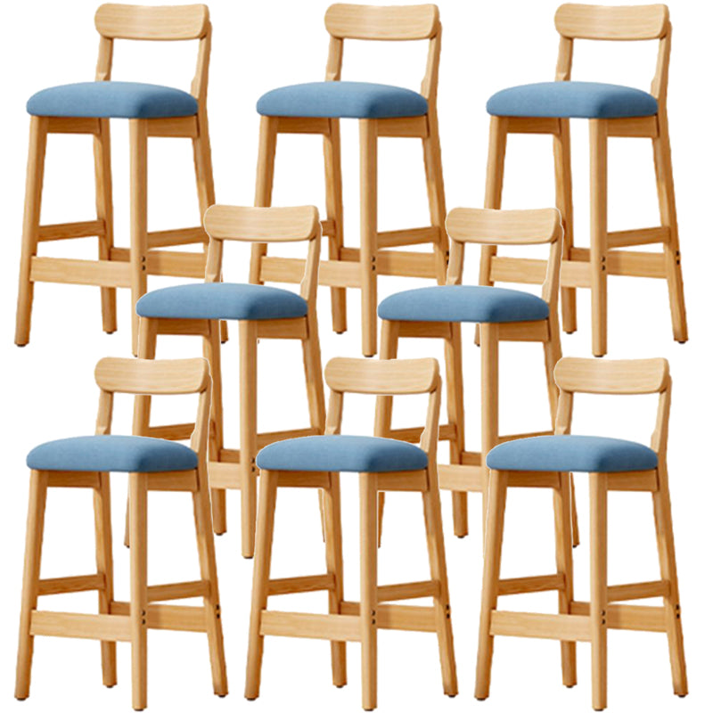 Scandinavian Wood Stool Fabric Upholstered Seat Counter Stool in Matte Finish Sky Blue 8 Piece Set Clearhalo 'Bar Furniture' 'Bar Stools' 'bar_stools' 'furn' 'furn_bar_stools' 'Furniture' 'Kitchen & Dining Furniture' 5863893