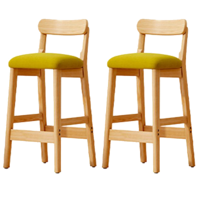 Scandinavian Wood Stool Fabric Upholstered Seat Counter Stool in Matte Finish Green 2 Piece Set Clearhalo 'Bar Furniture' 'Bar Stools' 'bar_stools' 'furn' 'furn_bar_stools' 'Furniture' 'Kitchen & Dining Furniture' 5863896
