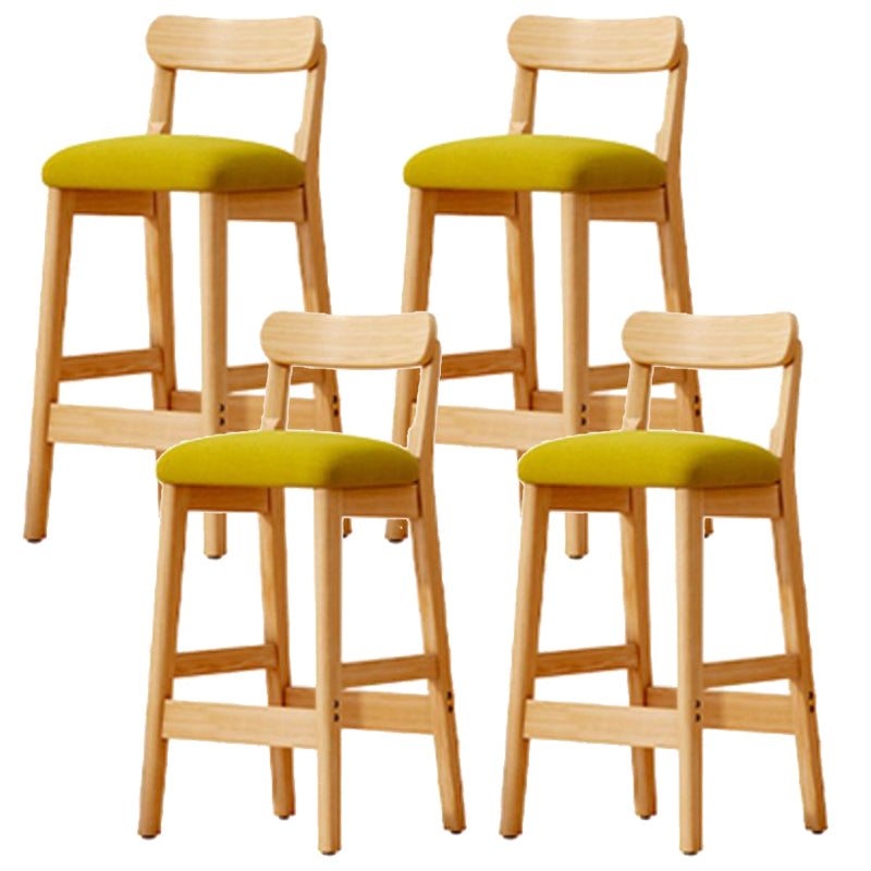 Scandinavian Wood Stool Fabric Upholstered Seat Counter Stool in Matte Finish Green 4 Piece Set Clearhalo 'Bar Furniture' 'Bar Stools' 'bar_stools' 'furn' 'furn_bar_stools' 'Furniture' 'Kitchen & Dining Furniture' 5863899